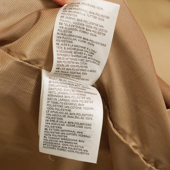 H&M Men’s Trench Car Coat 42R Tan Long Overcoat Collared Winter Jacket - Picture 6 of 11